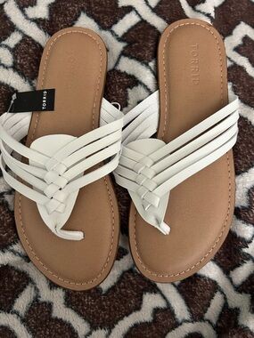 torrid White Braided Strap Toe-Post Sandals